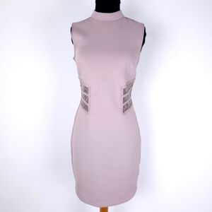 Marciano lace scuba nude pink panel dress M